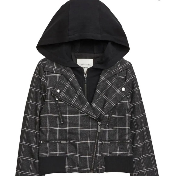 Lyla Plaid Hooded Moto Jacket